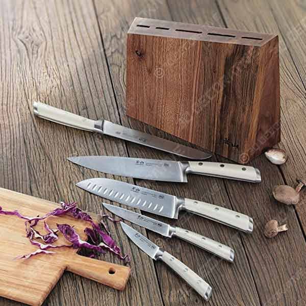 L1 Series 17-Piece SHAN Knife Block Set, White, Forged German