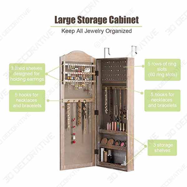 Giantex Jewelry Armoire Cabinet WallDoor Mounted With Mirror | 3D ...