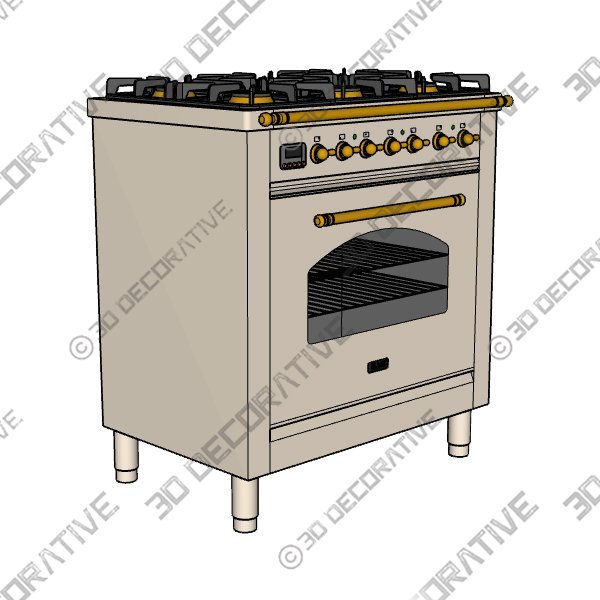 ILVE Nostalgie 30-in 5 Burners 2.7-cu ft Self-cleaning Convection Oven Freestanding Natural Gas Range - 3D Decorative