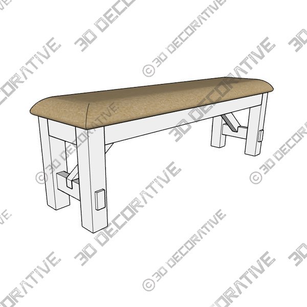 Gigi Upholstered Bench - 3D Decorative