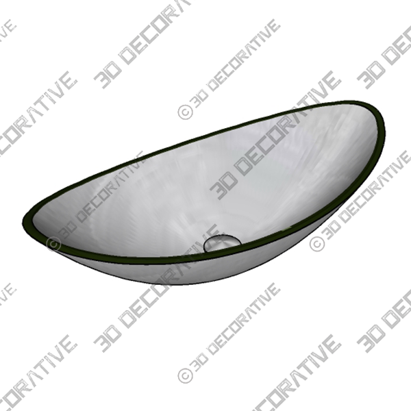 Bathroom Tempered Clear Glass Oval Vessel Sink - 3D Decorative