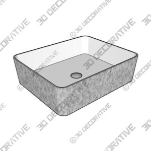 Ash Gray Handmade Rectangular Vessel Bathroom Sink - 3D Decorative