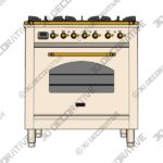 ILVE Nostalgie 30-in 5 Burners 2.7-cu ft Self-cleaning Convection Oven Freestanding Natural Gas Range - 3D Decorative