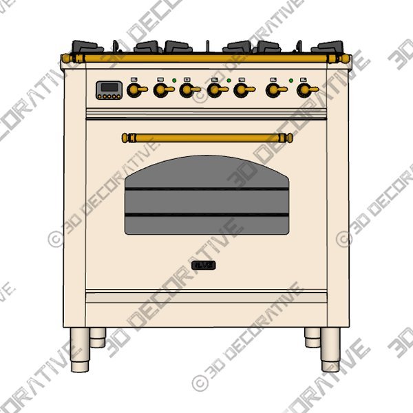 ILVE Nostalgie 30-in 5 Burners 2.7-cu ft Self-cleaning Convection Oven Freestanding Natural Gas Range - 3D Decorative