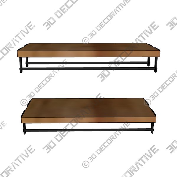 2 Piece Solid Wood Accent Shelf - 3D Decorative