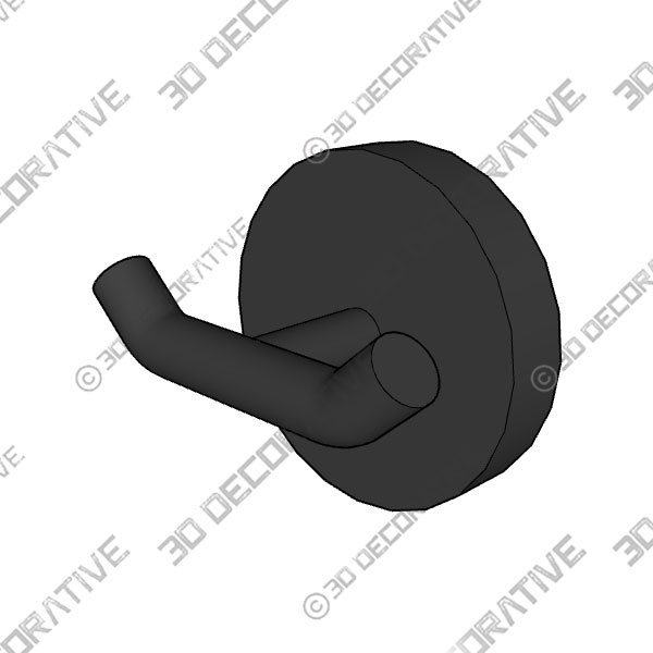 Matte Black Double Robe Hook - 3D Decorative