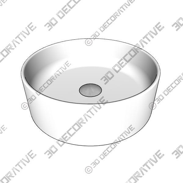 Ceramic Circular Vessel Bathroom Sink - 3D Decorative