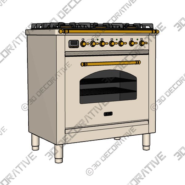 ILVE Nostalgie 30-in 5 Burners 2.7-cu ft Self-cleaning Convection Oven Freestanding Natural Gas Range - 3D Decorative