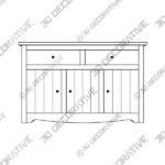 Aldiana 51.97” Wide 2 Drawer Pine Solid Wood Sideboard