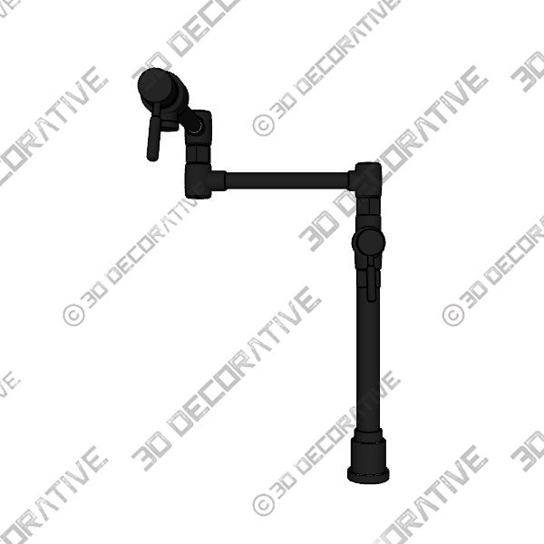 Black Deck Mount Pot Filler Kitchen Faucet - 3D Decorative