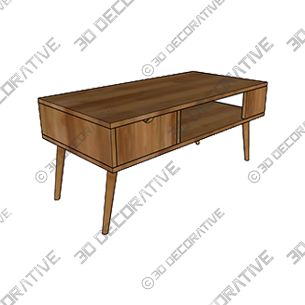 Aleeana Solid Wood Coffee Table with Storage - 3D Decorative