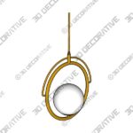 Brass Ring Hanging Ceiling Light Postmodern 1 Head Metal Pendant Lamp with Globe White Glass Shade - 3D Decorative