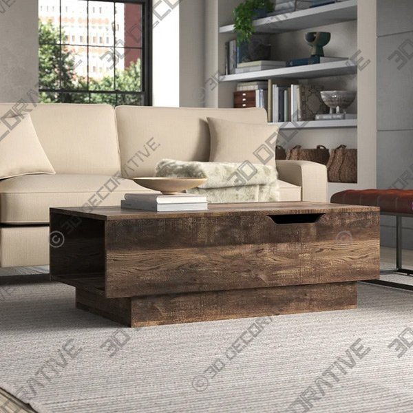 Colten Lift Top Block Coffee Table with Storage - 3D Decorative