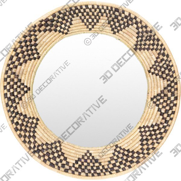 Dastkar DAS-002 Mirrors Tan | Black - 3D Decorative