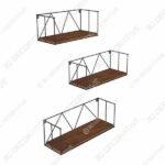 Floating Wall Shelves Set of 3, Black Metal Wire Hanging Rustic Storage Shelf Decor Organizer - 3D Decorative