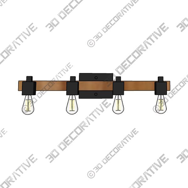 Globe Electric Phoenix 4-Light Vanity Light, Matte Black, Dark Faux Wood - 3D Decorative