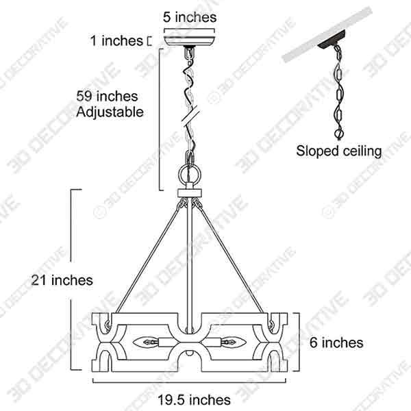 ISURAUL Rustic Drum Chandelier - 3D Decorative