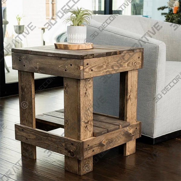 Jodie 24” Tall Solid Wood End Table - 3D Decorative