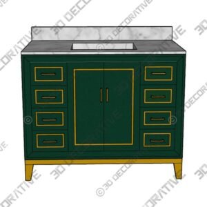 Marlena 42″ Single Vanity with optional Carrara Marble Counter – Green - 3D Decorative