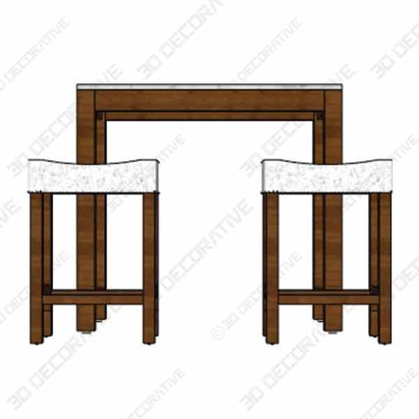 Nathan James 41202 Viktor Dining Set Kitchen Pub Table Marble Top Fabric Seat - 3D Decorative