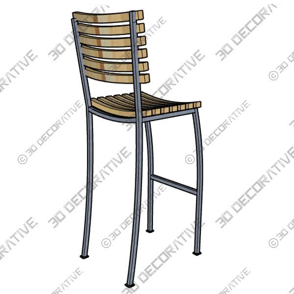 Outdoor Acacia Wood Dining Chairs - 3D Decorative