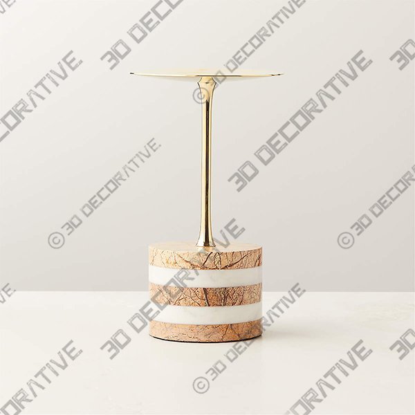 STACKED MARBLE AND BRASS PILLAR CANDLE HOLDER SMALLĀ - 3D Decorative