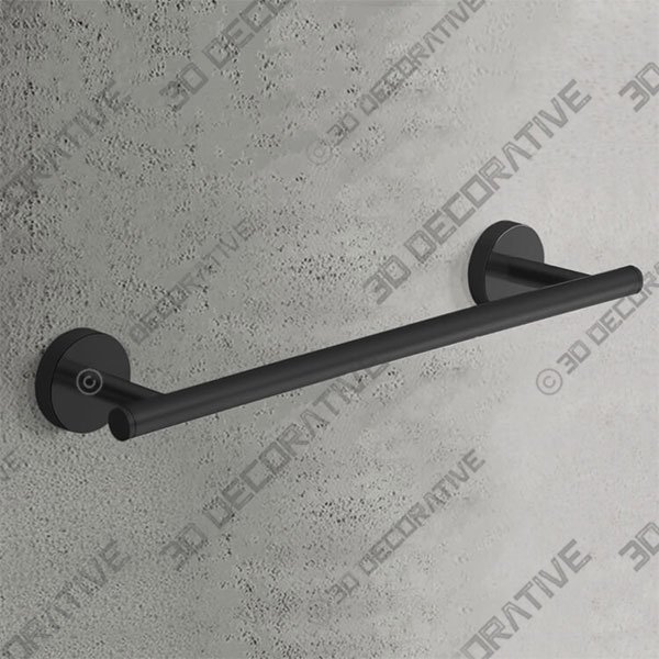 14 Inch Matte Black Towel Bar - 3D Decorative