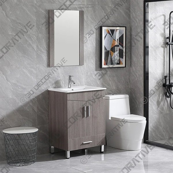 24″ Double Bathroom Vanity Set with Mirror - 3D Decorative