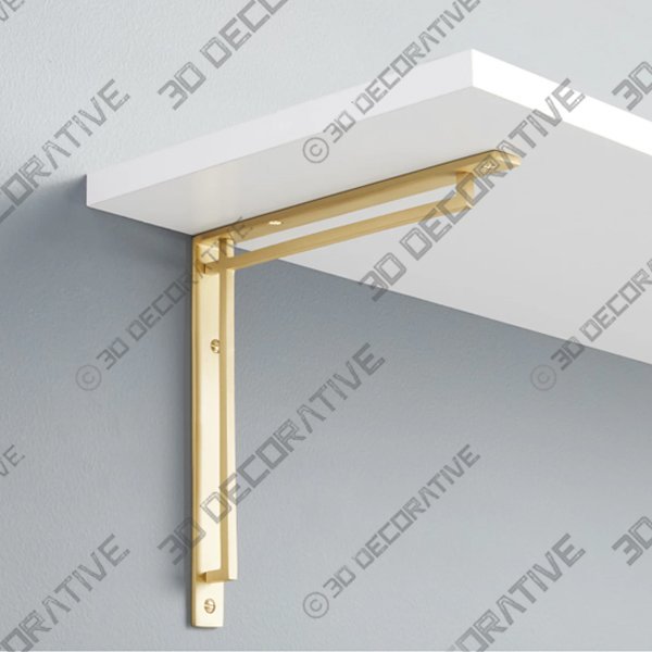 9″ Harridge Solid Brass Shelf Bracket – Brushed Nickel - 3D Decorative