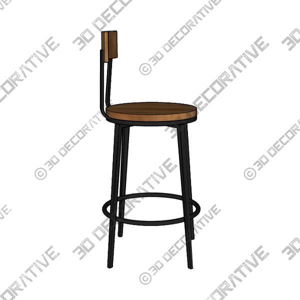 Arnold Reclaimed Wood Swivel Stool - 3D Decorative