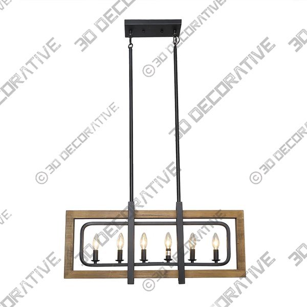 Bea 6 – Light Brown/Black Kitchen Island Pendant - 3D Decorative