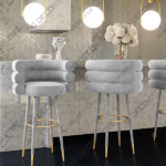 Betty Grey Velvet Barstool -  3 Models Service - 3D Decorative