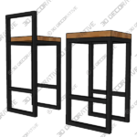 Black Metal Counter Stools - 3D Decorative