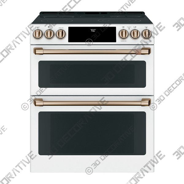 Café™ 30″ Smart Slide-In, Front-Control, Radiant and Convection Double-Oven Range - 3D Decorative