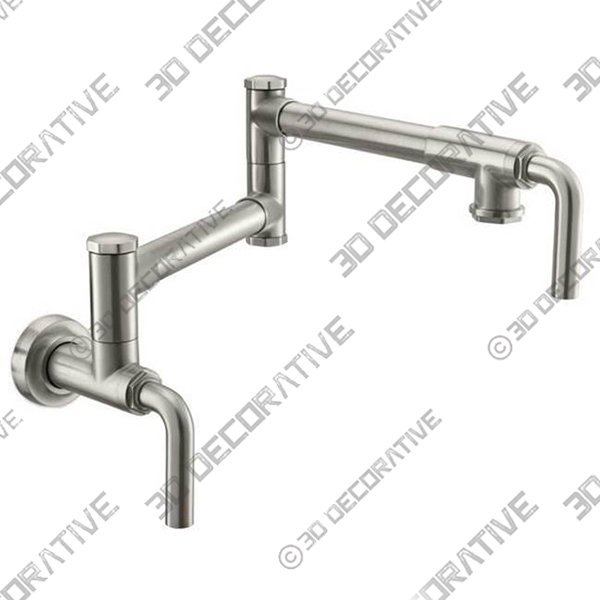 California Faucets Contemporary Pot Filler - Dual Handle Wall Mount - 3D Decorative