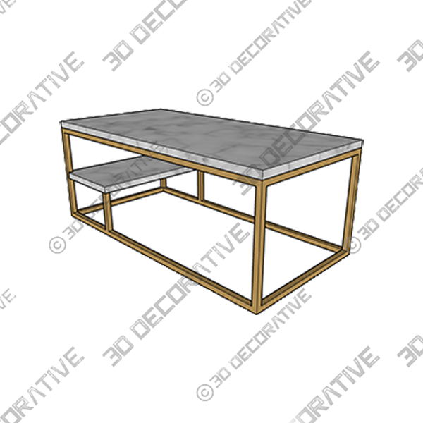 Carbone Frame Coffee Table with Storage - 3D Decorative