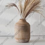 Ceramic Rustic Farmhouse Vase, Sand Glaze Finish Boho Vase - 3D Decorative