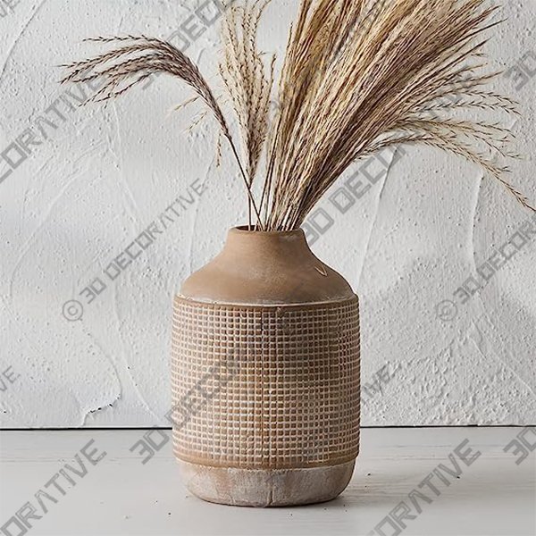 Ceramic Rustic Farmhouse Vase, Sand Glaze Finish Boho Vase - 3D Decorative