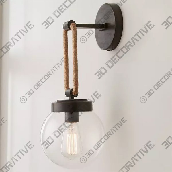 Coastal Cottage Rope Globe Sconce - 3D Decorative