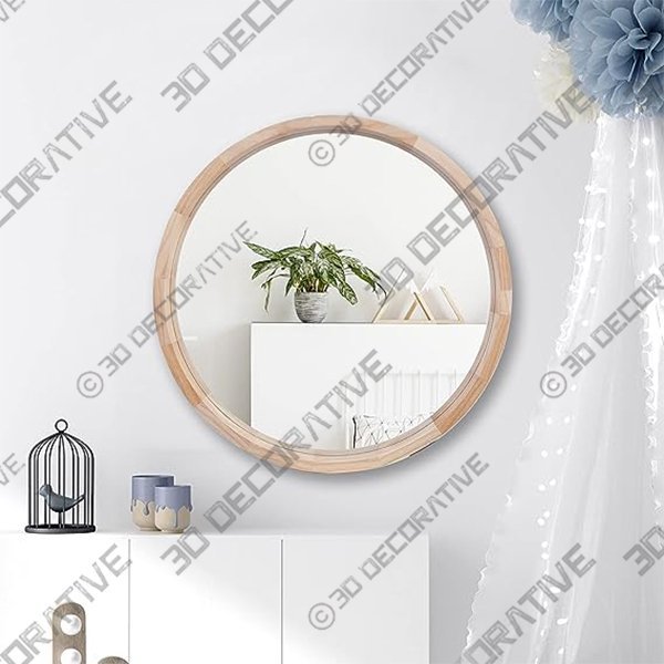 CONGUILIAO Round Mirror, 24 Inches Wood MirrorĀ - 3D Decorative