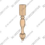 Country French (Double Square) Post Leg, Hard Maple- 3D Decorative