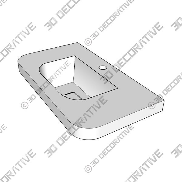 DXV 33 in. Wall Hung Sink with overflow, Center hole - 3D Decorative