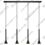 Eglo Cortaderas 4-light Matte Black Linear Pendant with Gold - 3D Decorative