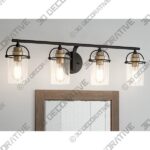 Emerson 33.5" Wide Matte Black and Gold Bath Light by Quoizel - 3D Decorative