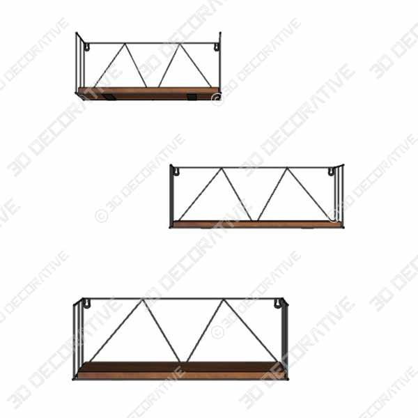 Floating Wall Shelves Set of 3, Black Metal Wire Hanging Rustic Storage Shelf Decor Organizer - 3D Decorative