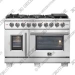 Gas-Range-5-5.jpg Forno 48-Inch Capriasca Gas Range with 8 Burners, 160,000 BTUs, French Door Gas Oven in Stainless Steel (FFSGS6460-48)- 3D Decorative