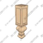 Gaelic Kitchen Island Routed Post Leg, Paint Grade - 3D Decorative