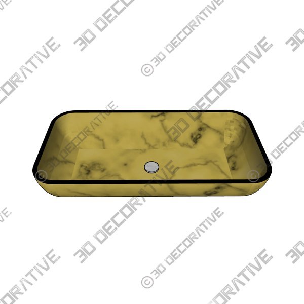 Galaxy Glass Rectangular Vessel Bathroom Sink with FaucetĀ - 3D Decorative