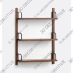 Hart Modular Walnut Triple Shelf Set - 3D Decorative