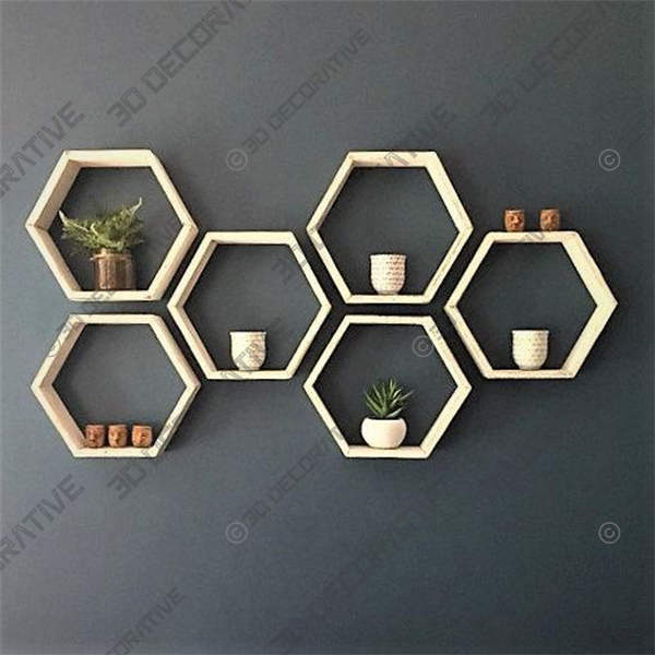 Hexagon Geometric Wall Shelves - 3D Decorative